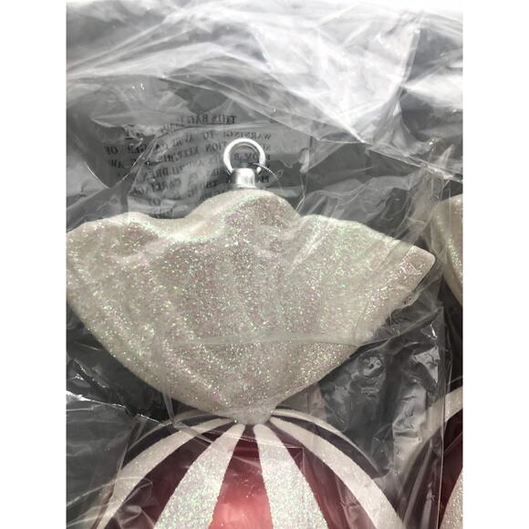 Adams & Co Acrylic Peppermint Candy Ball Ornaments 18.5”Christmas Glitter Red/Wh - Picture 7 of 14